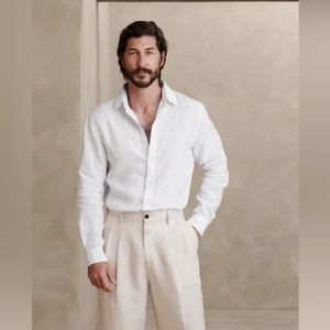 Men’s Castello Untucked Linen Shirt | L | White